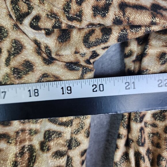 Chico's Brown Leopard Print Jacket Button Up Front Pockets Long Sleeve Size 1 - Picture 10 of 12